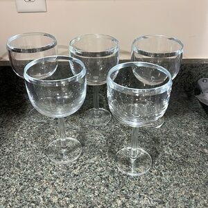 HEAVY SPA WINE SET 5 STEMMED HEAVY LEAD CRYSTAL GLASSES 8" TALL MADE IN POLAND